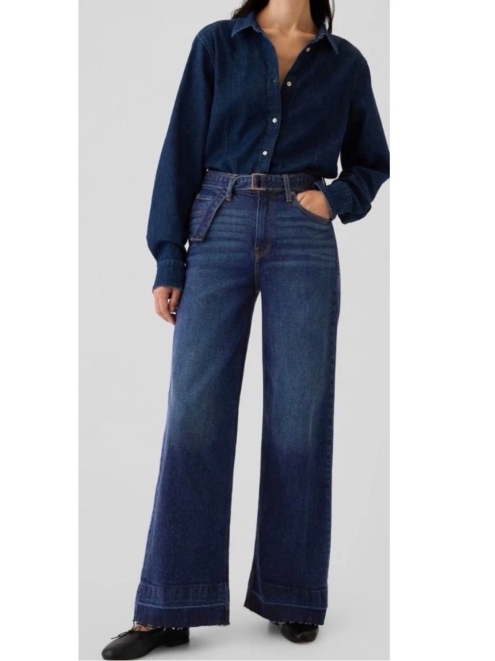 GAP - Dark Blue High-Rise Stride Jeans with Belt - Size 29/8R